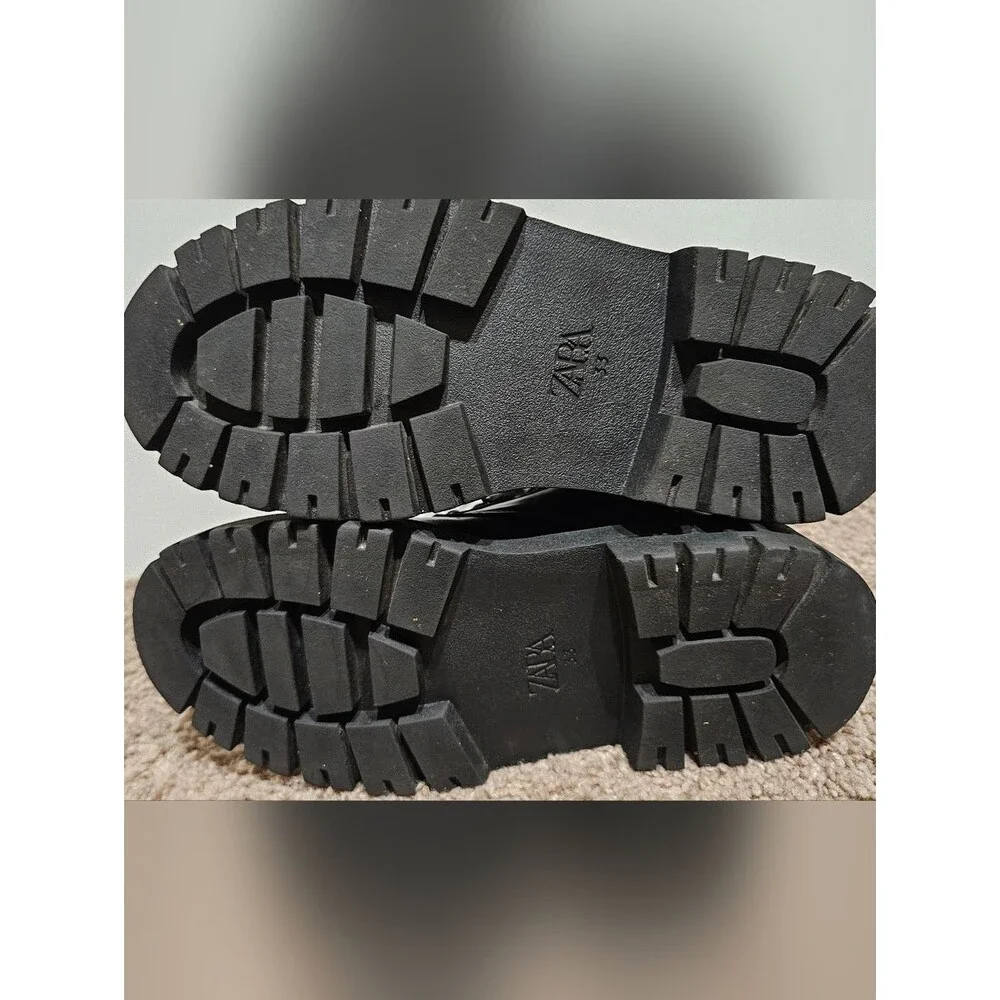 ZARA Girls Chunky Combat Boots Black | Floral Detail  | Trendy